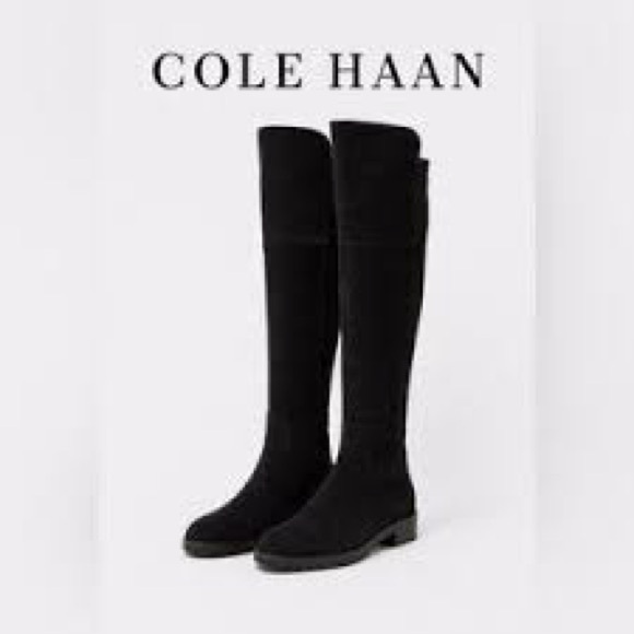 Cole Haan Black Knee-High Suede Boots women’s 8.5 - Picture 1 of 5